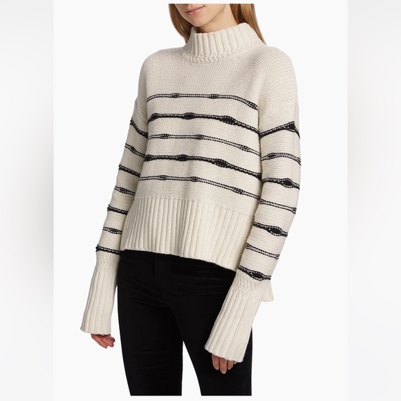 Veronica Beard Sweaters - Veronica Beard Viori striped turtleneck wool sweater
